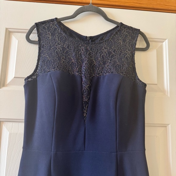 Alex Evenings Navy with Gold Accents Evening Gown/Mother of the Bride Dress - Picture 2 of 6